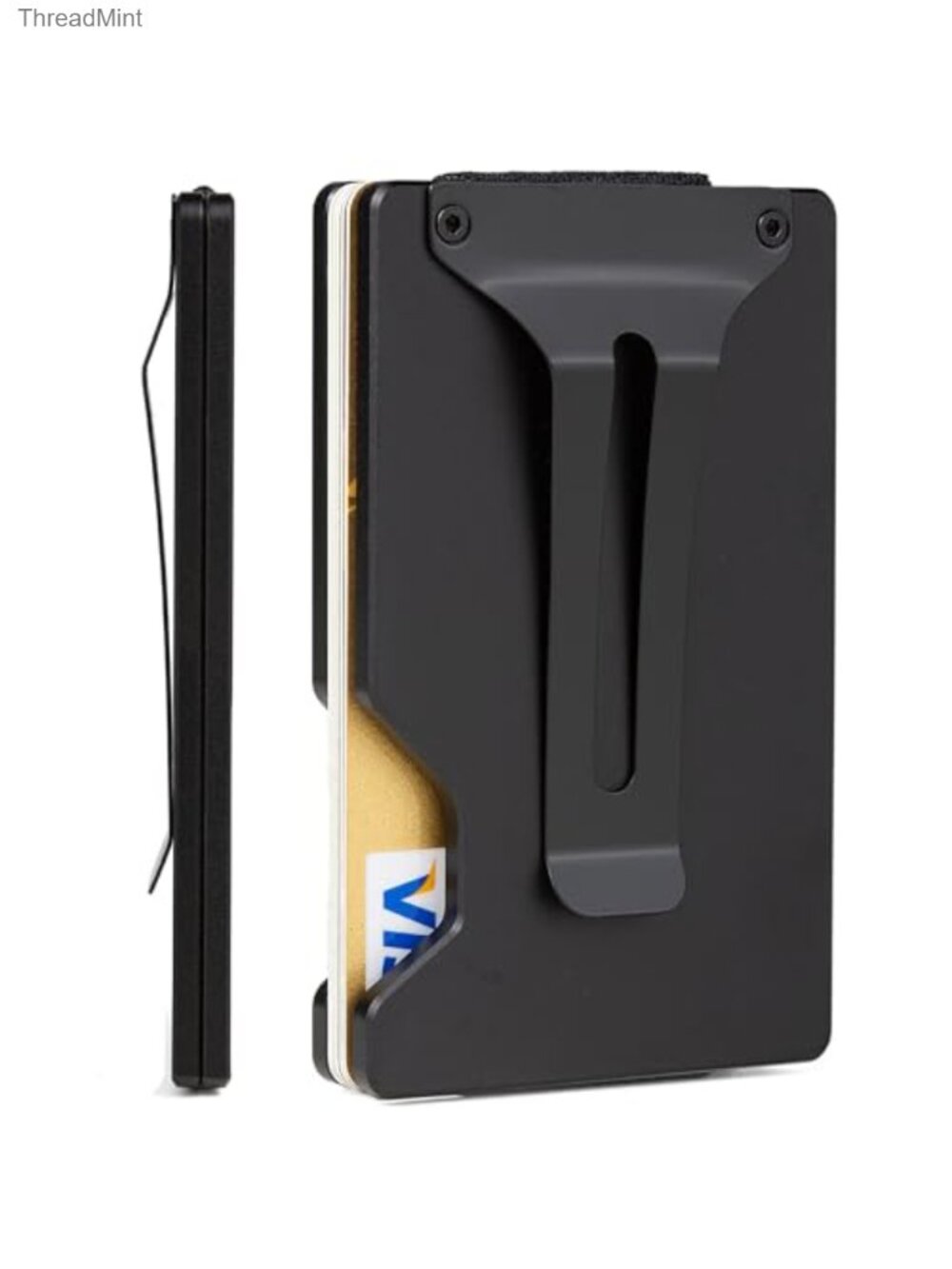 Slim RFID Blocking Minimalist Metal Wallet Money Clip Card Holder for Men